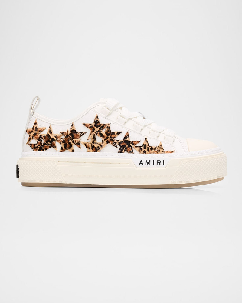 Stars Low-Top Leopard Calf Hair and Canvas Sneakers 1