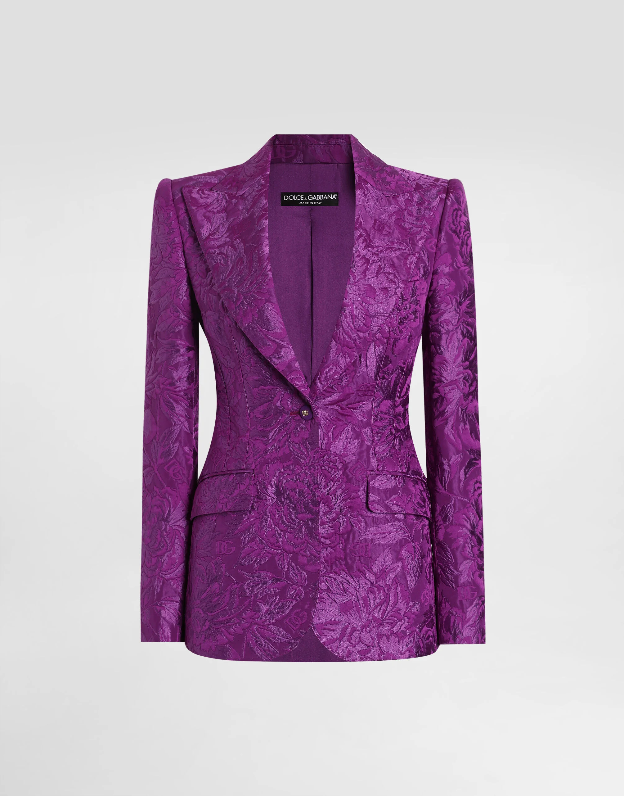 Peony-motif brocade turlington jacket - 1