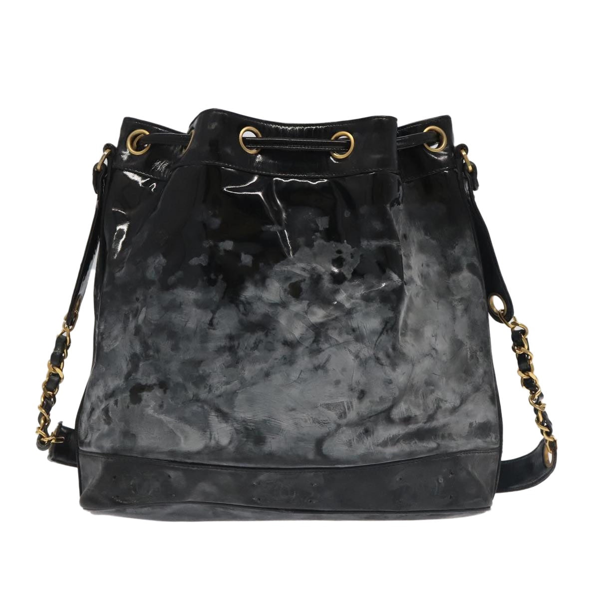 CHANEL Shoulder Bag Enamel Black Gold CC - 2