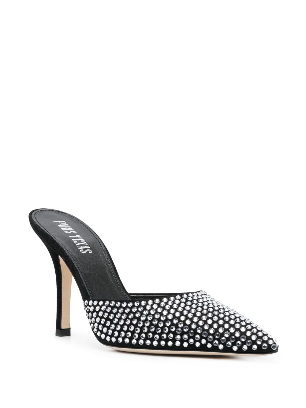 rhinestone 100mm leather mules - 2