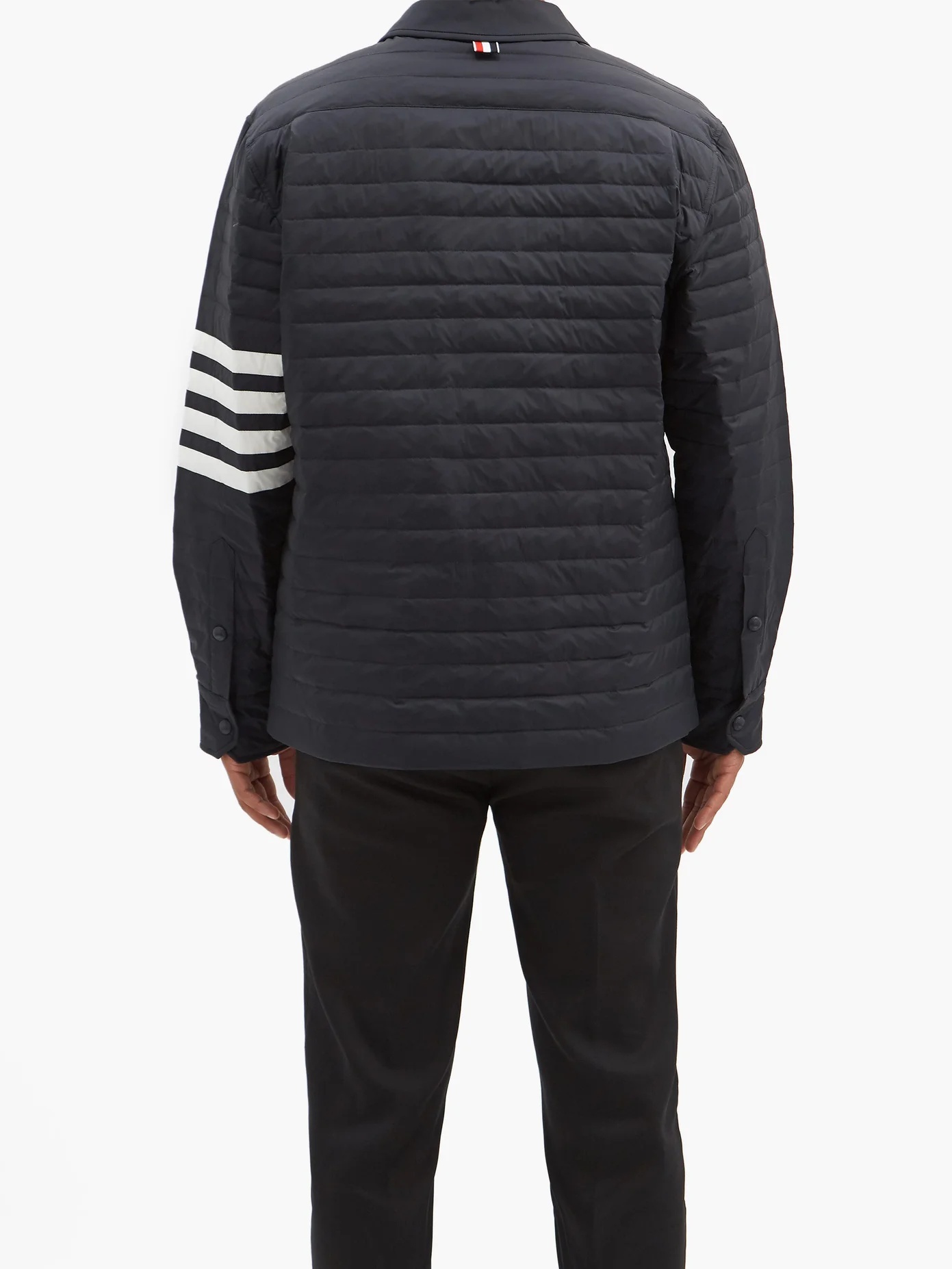 Four-bar quilted down jacket - 5