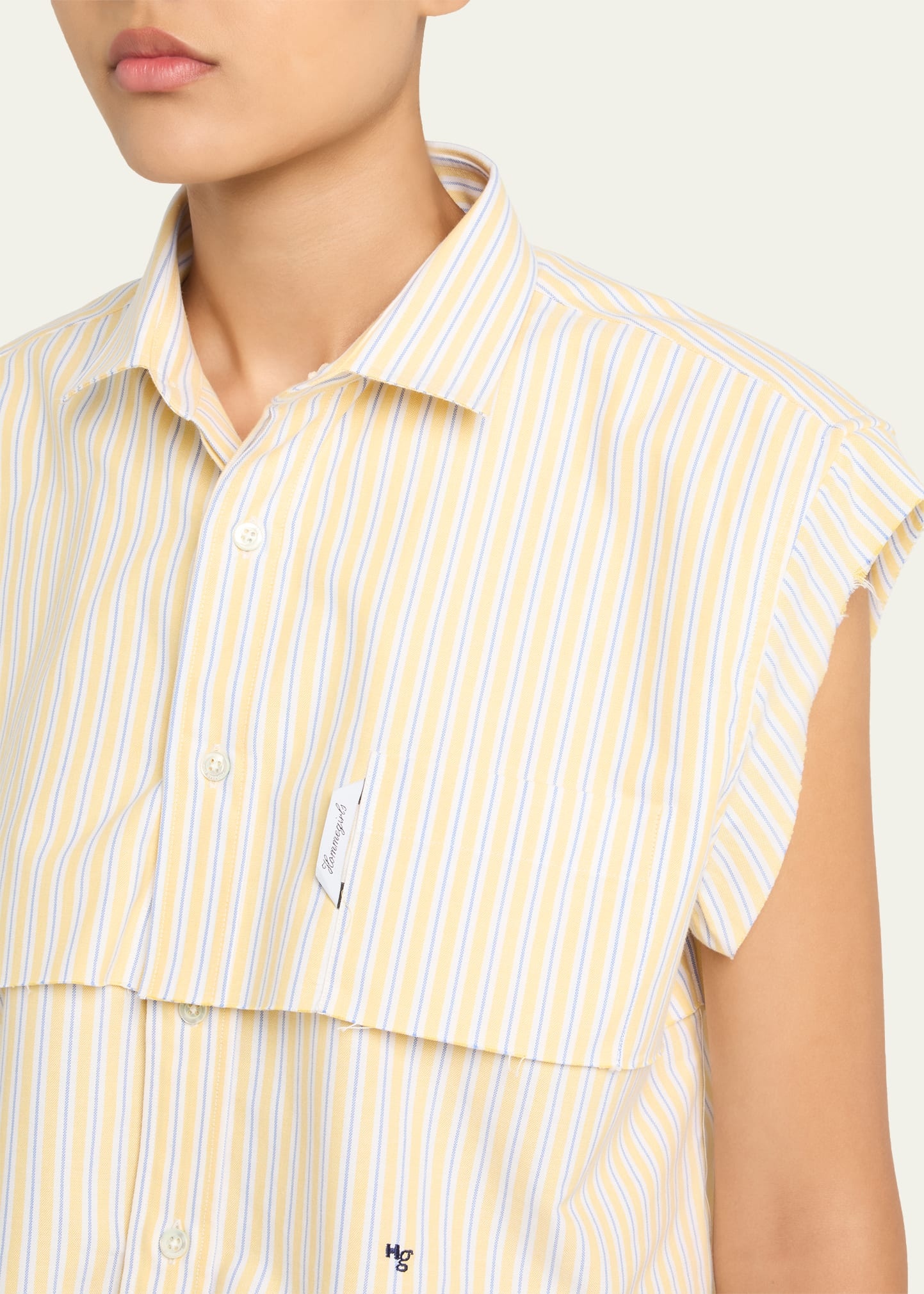 Striped Sleeveless Layered Cropped Shirt - 5