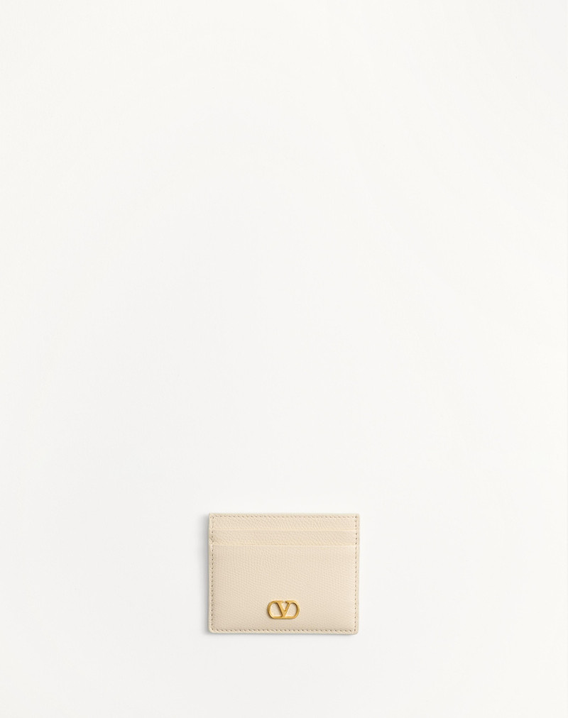 VLOGO SIGNATURE GRAINY CALFSKIN CARD HOLDER - 1