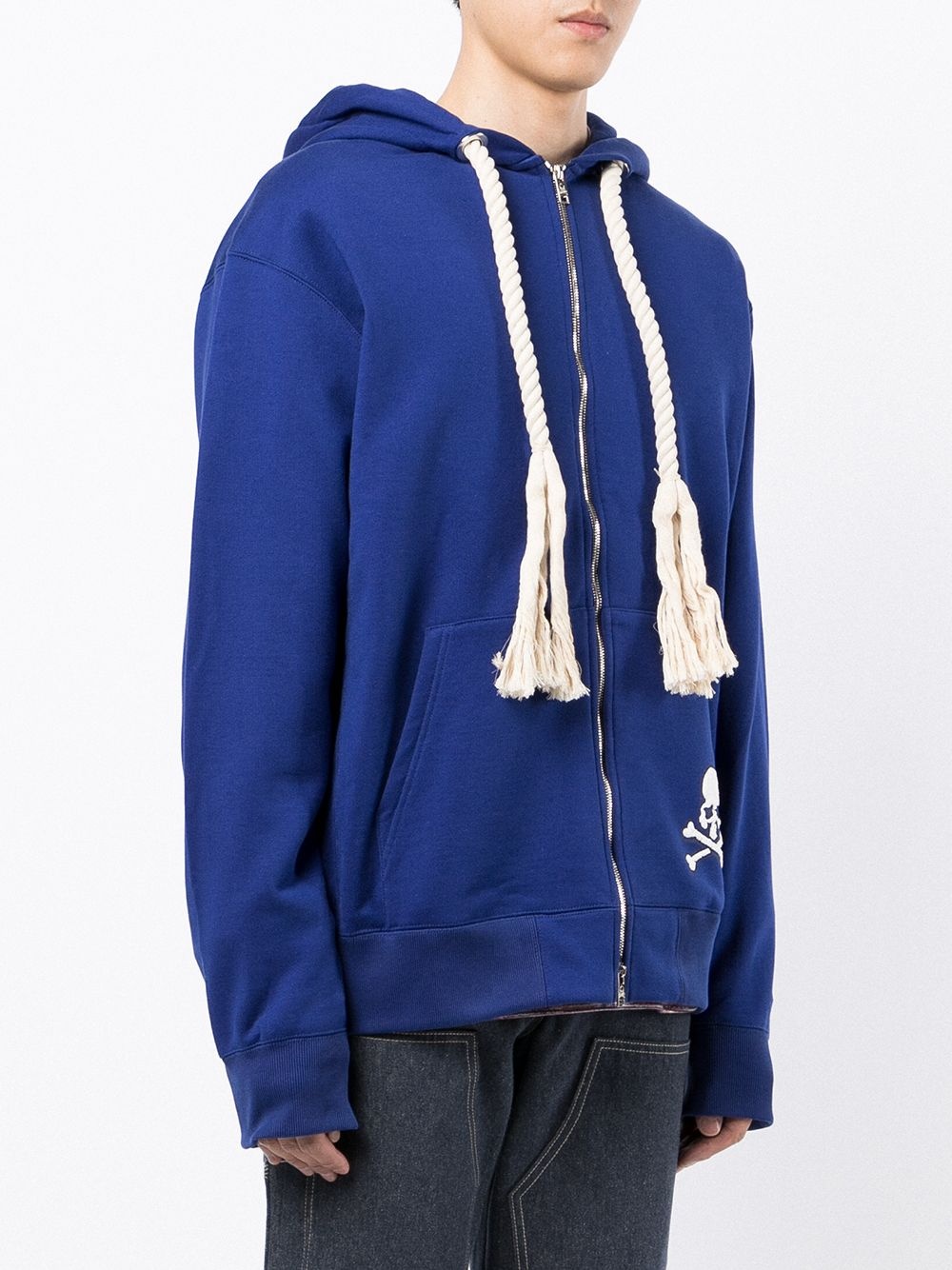 skull-patch zip-up hoodie - 3