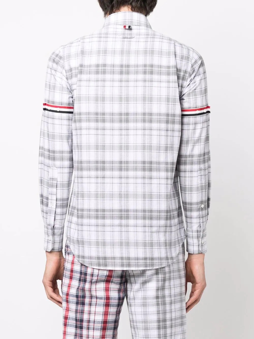 RWB-stripe check-pattern cotton shirt - 4