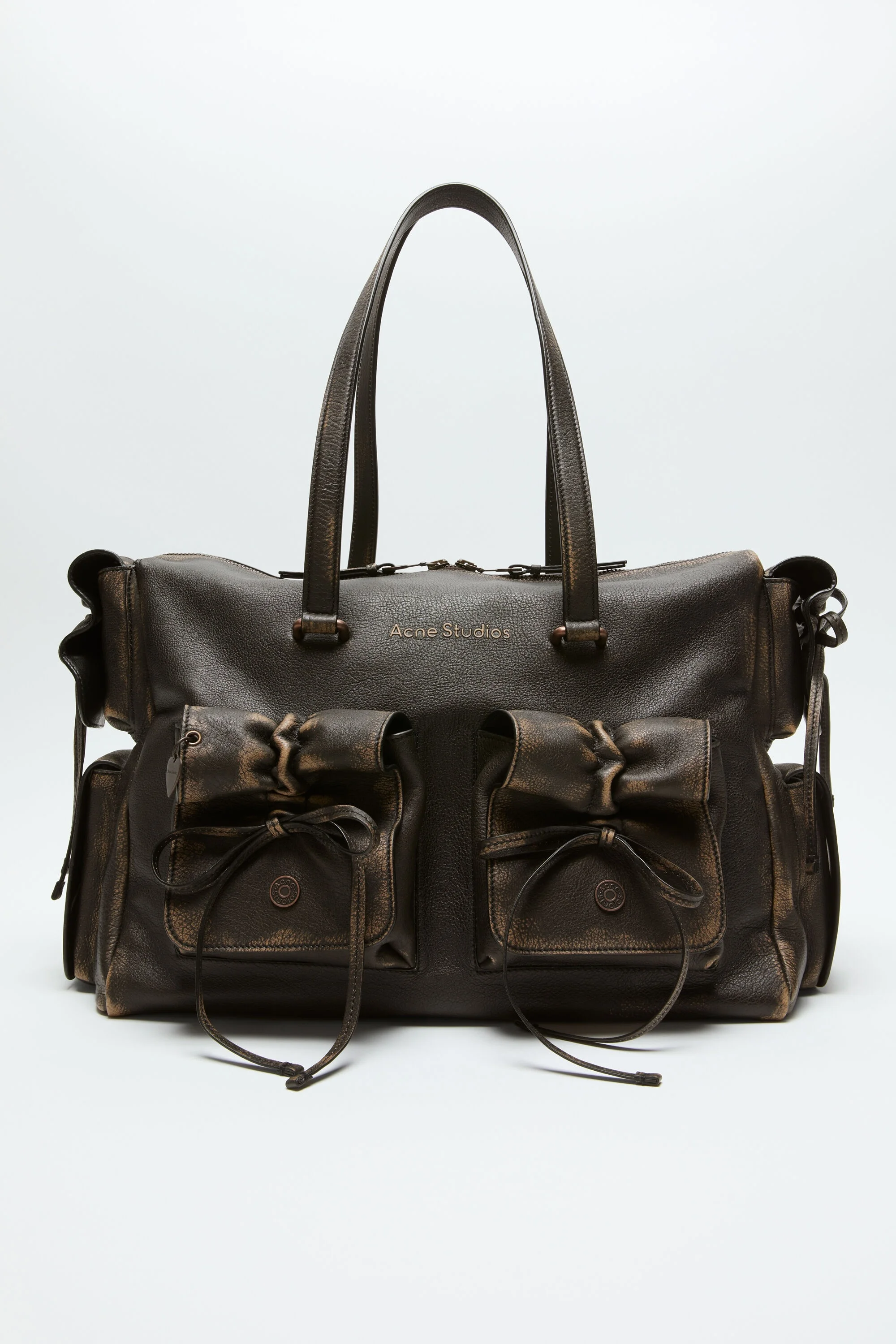 Multipocket tote bag - Dark brown/beige - 1