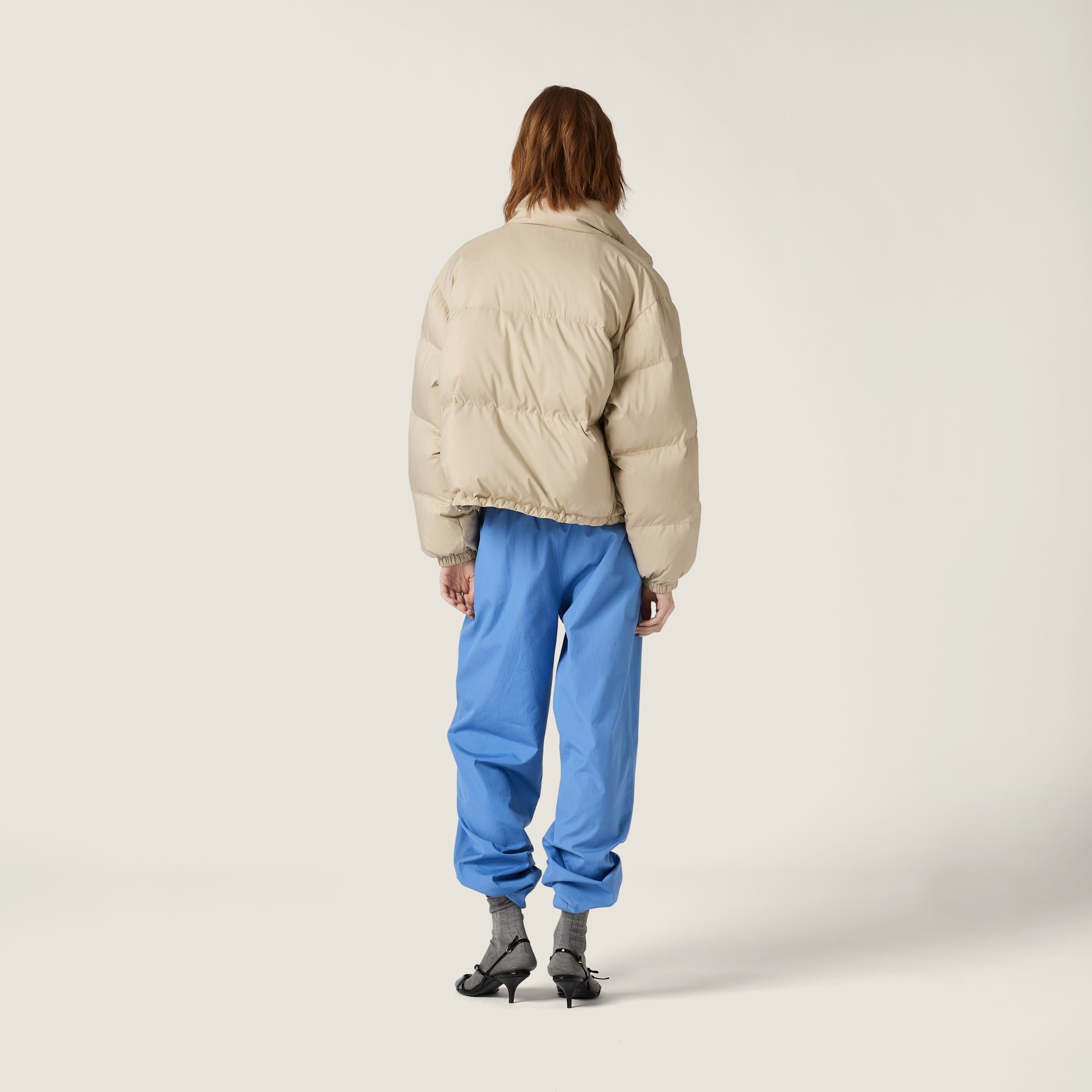 Technical pongé down jacket - 3