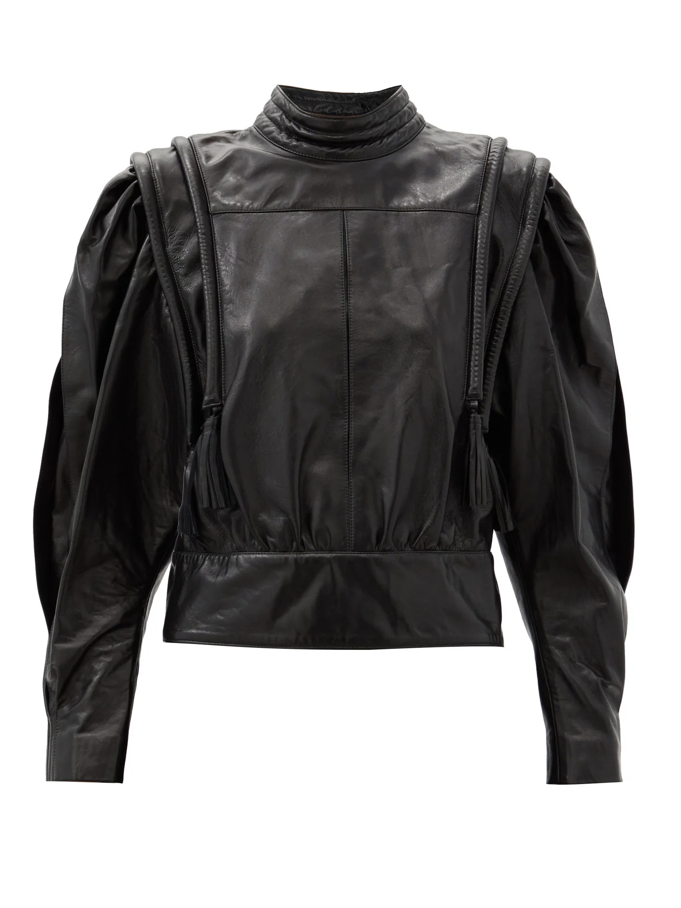 Lars balloon-sleeve leather blouse - 1