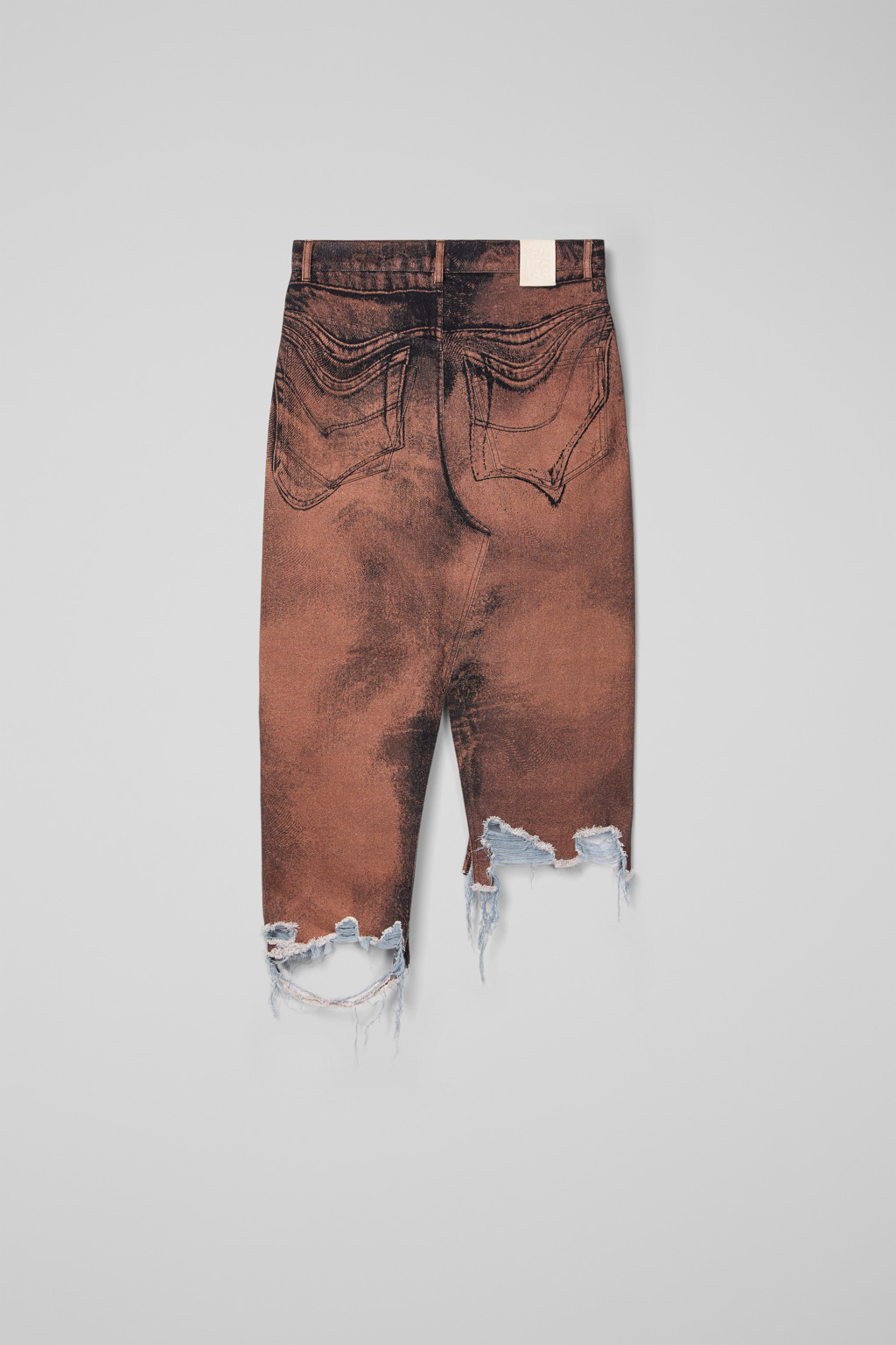 Brown-black asymmetric denim skirt - 3
