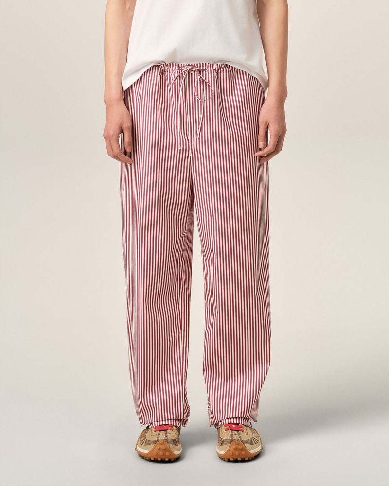 WHITE ELASTICATED-WAIST STRIPED COTTON TROUSERS 3