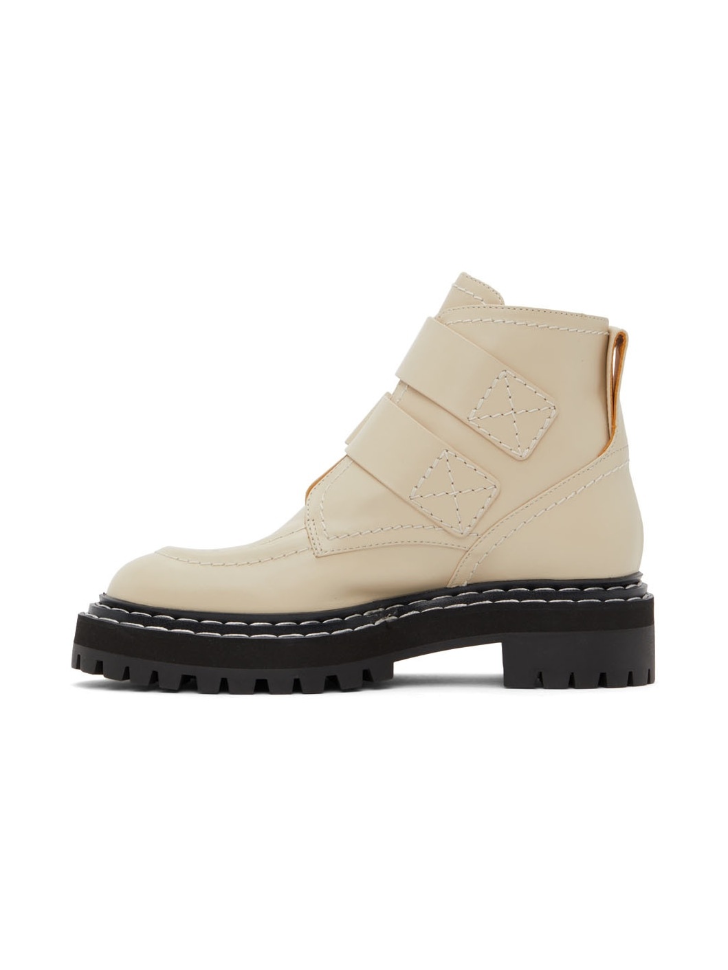 Beige Lug Sole Buckle Boots - 3
