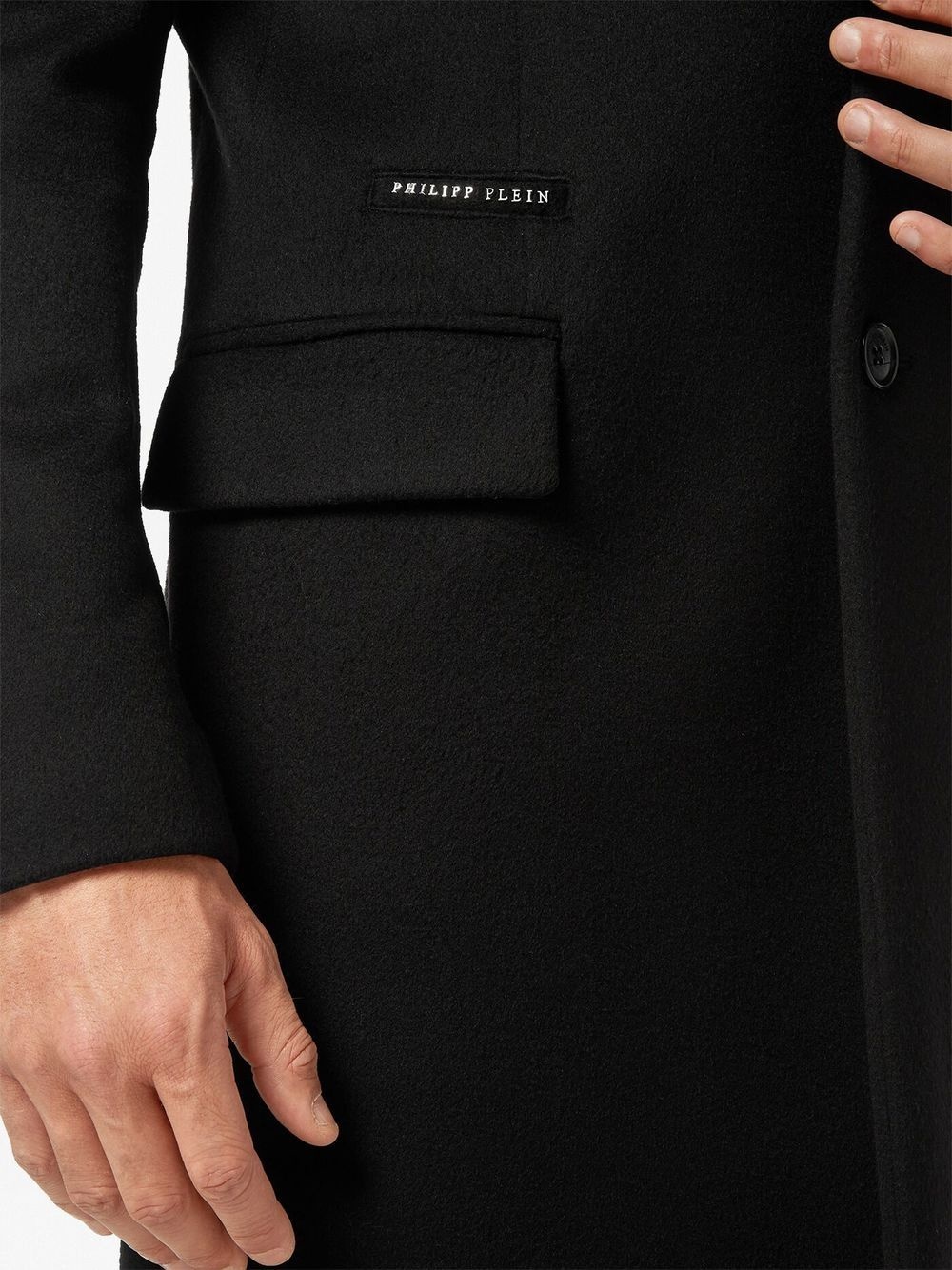 faux-fur trim single-breasted coat - 5