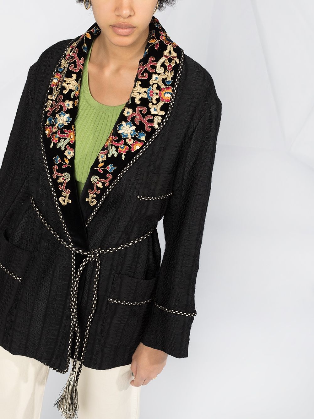 embroidered lapel jacket - 5