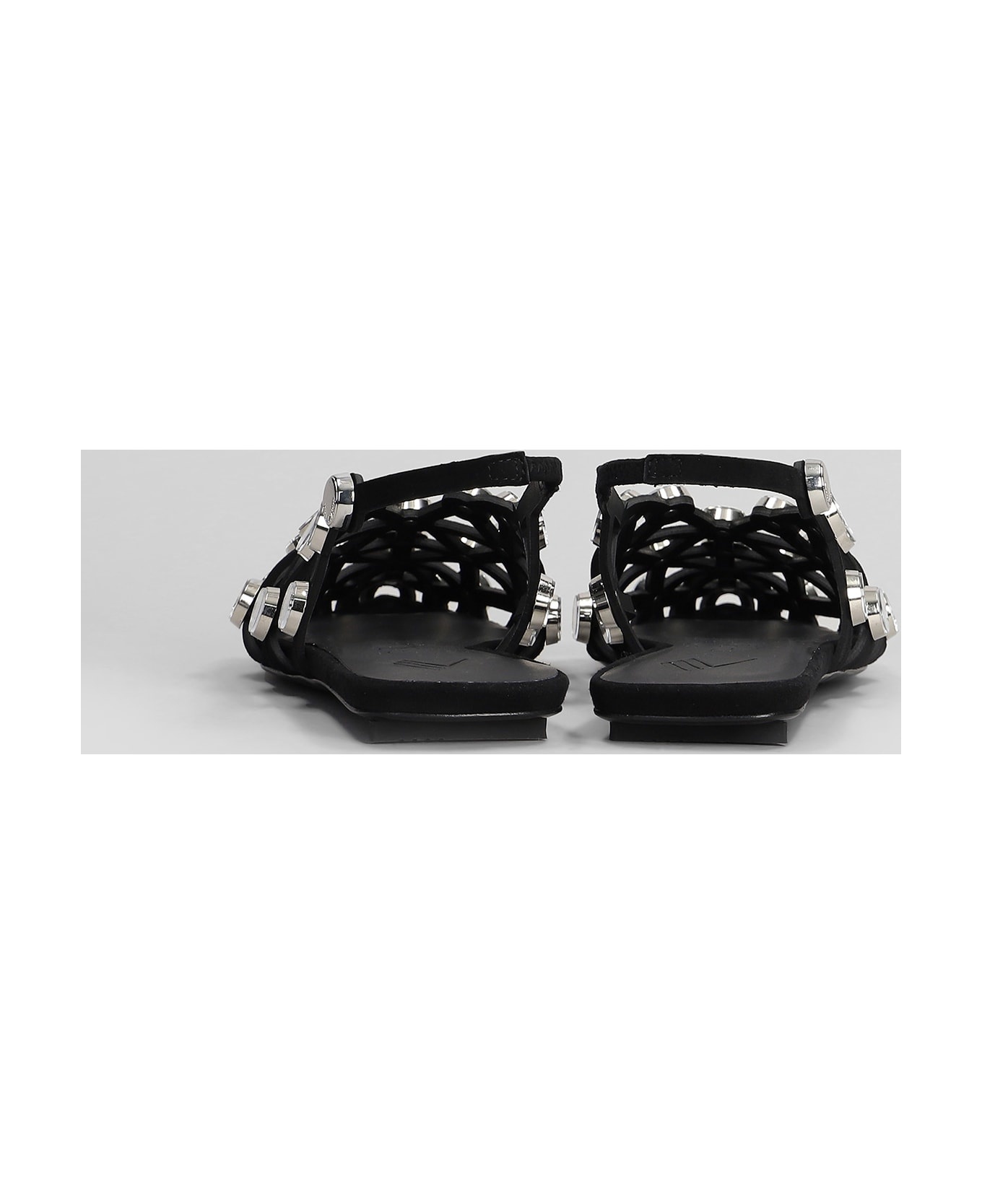 Grid Flats In Black Leather - 4