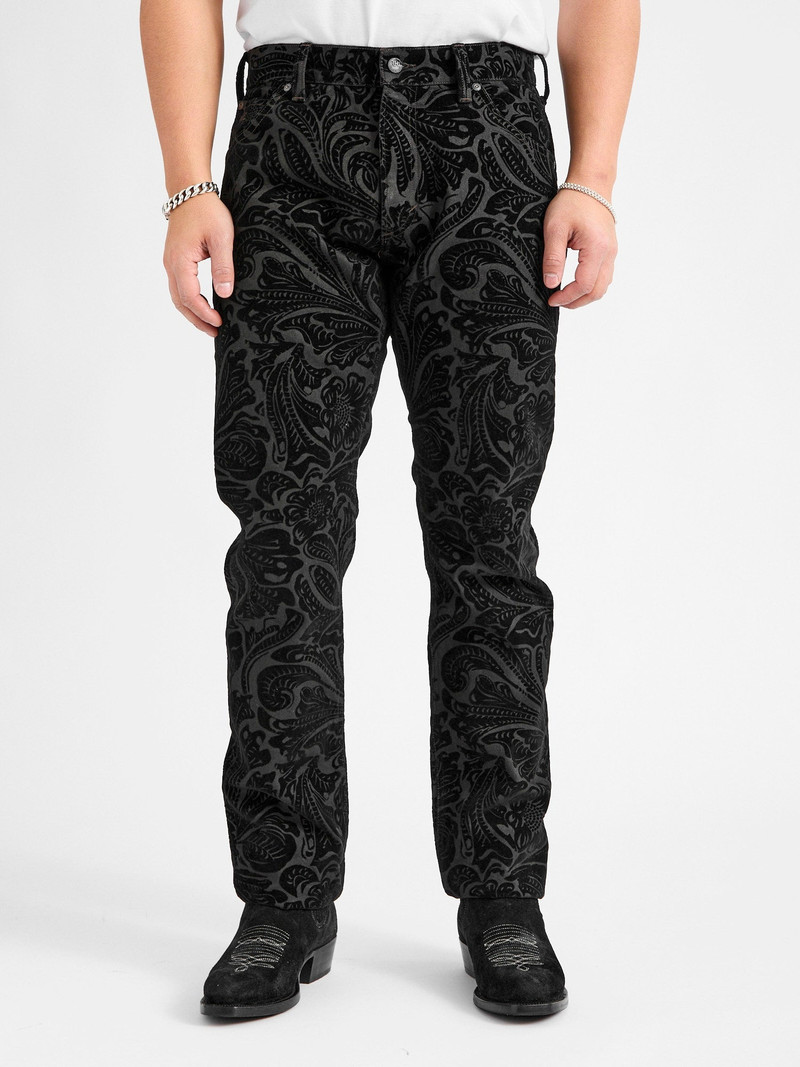 RRL by Ralph Lauren "Black Floral" 12oz Flocked Denim - High Slim Fit outlook