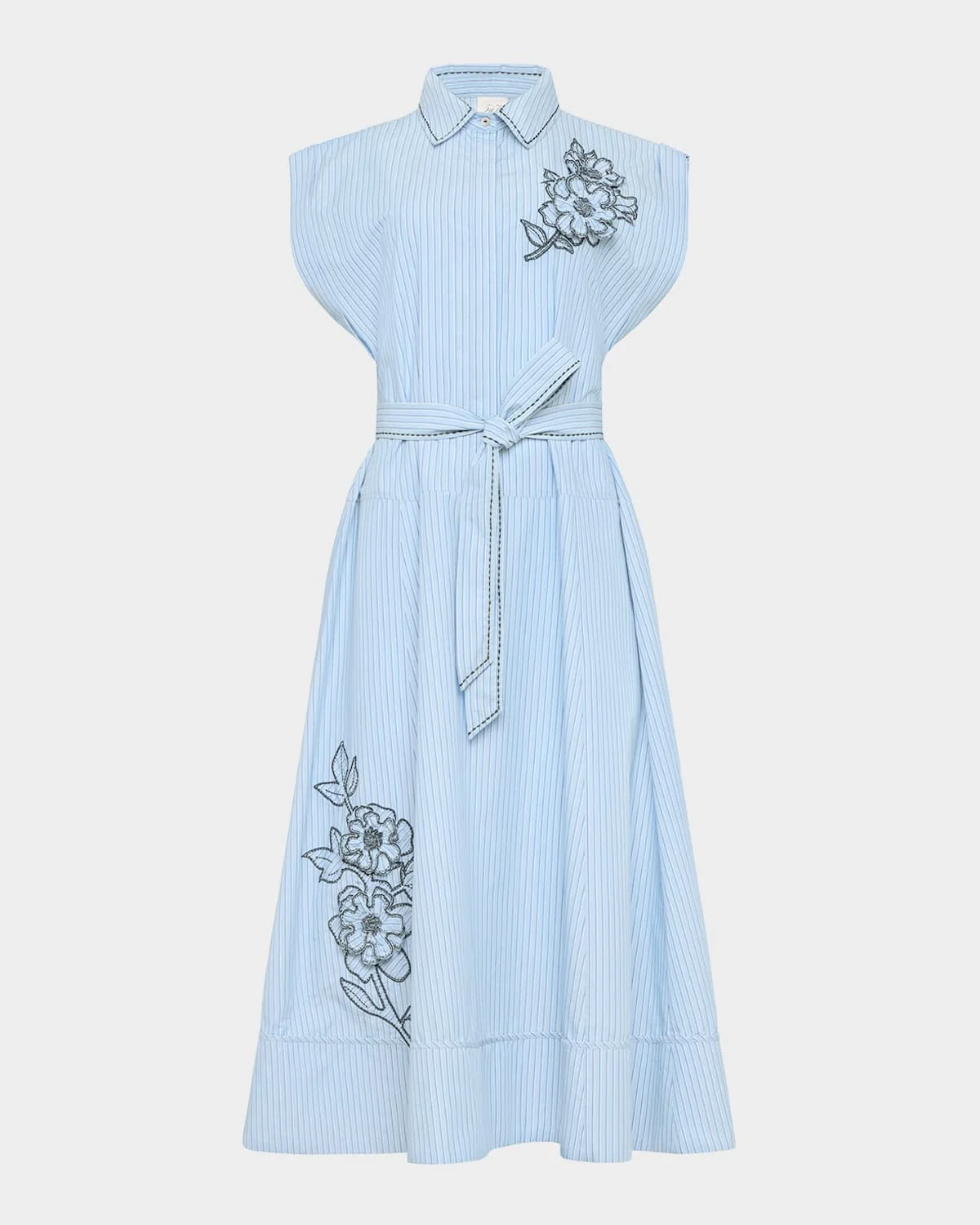 Callie Pinstripe Floral Midi Dress - 1