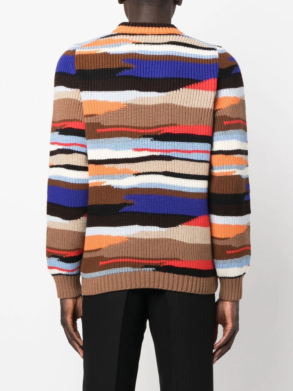 abstract-pattern ribbed-knit jumper - 4