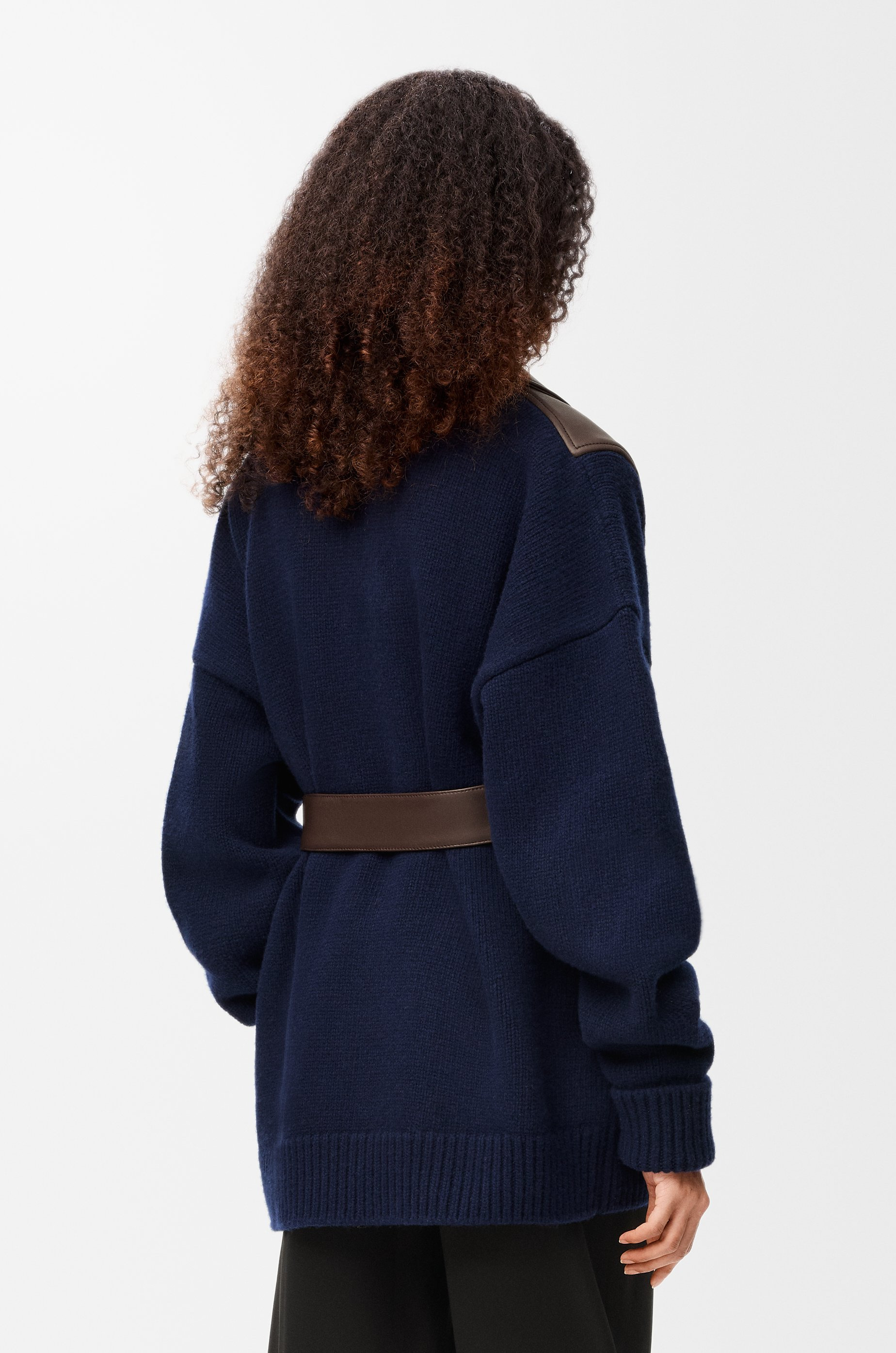 Hybrid cardigan in nappa lambskin and wool - 4