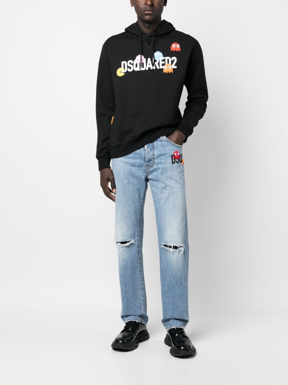 logo-print cotton hoodie - 2
