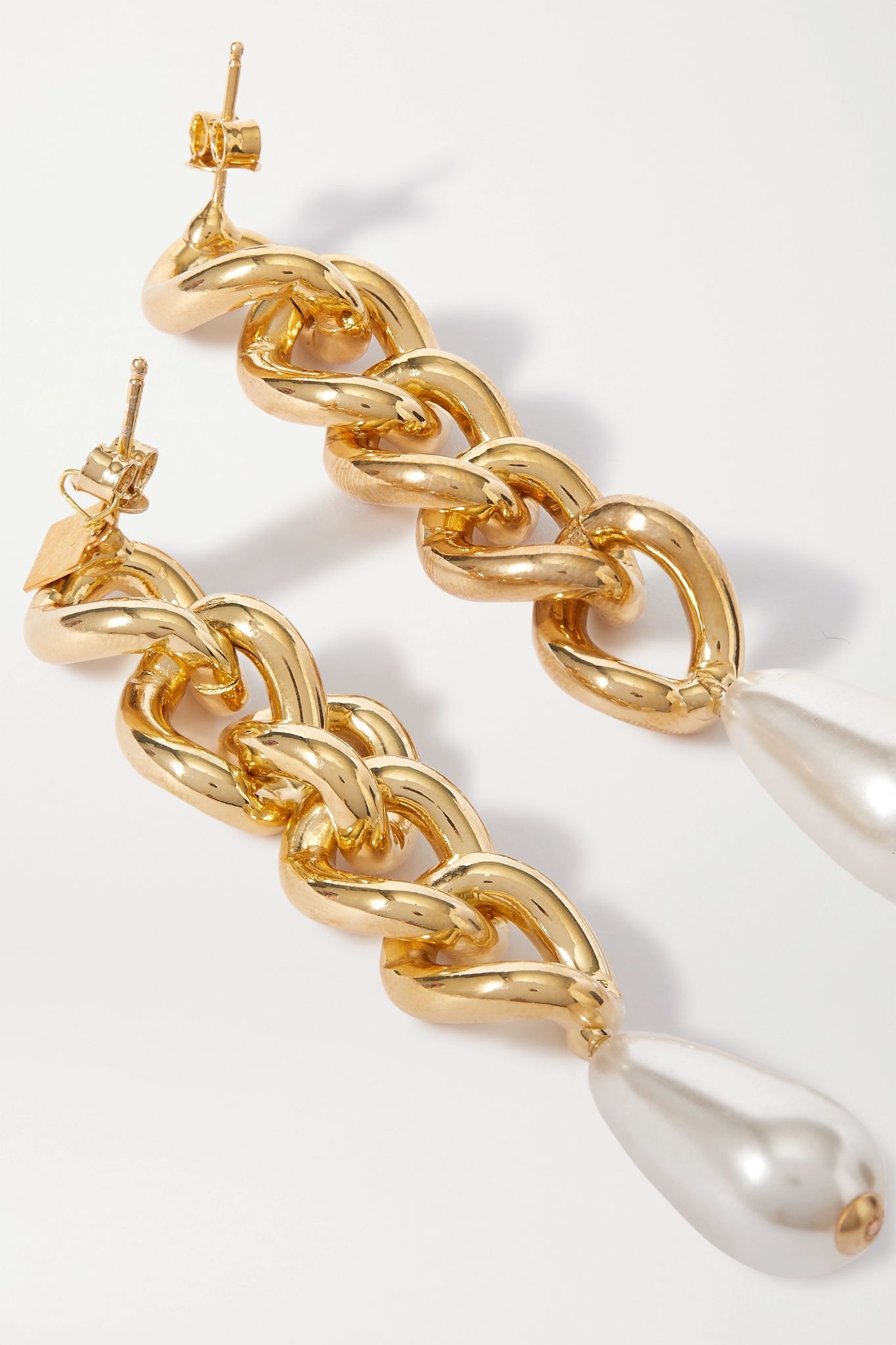 Gold-tone faux pearl earrings - 3