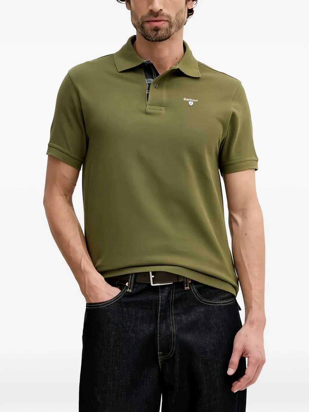 tartan piqué polo shirt - 1