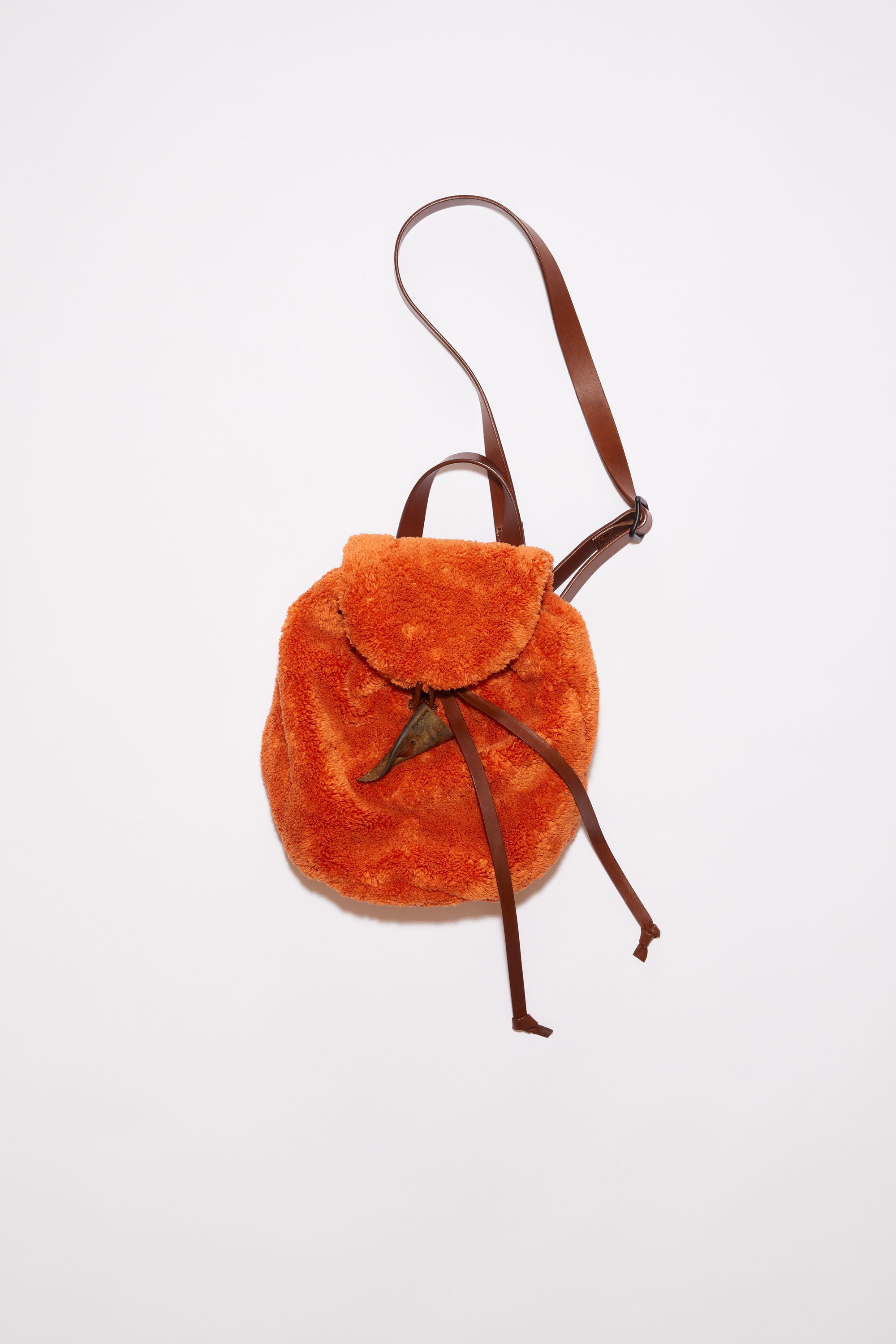 Furry fleece backpack - Orange - 1