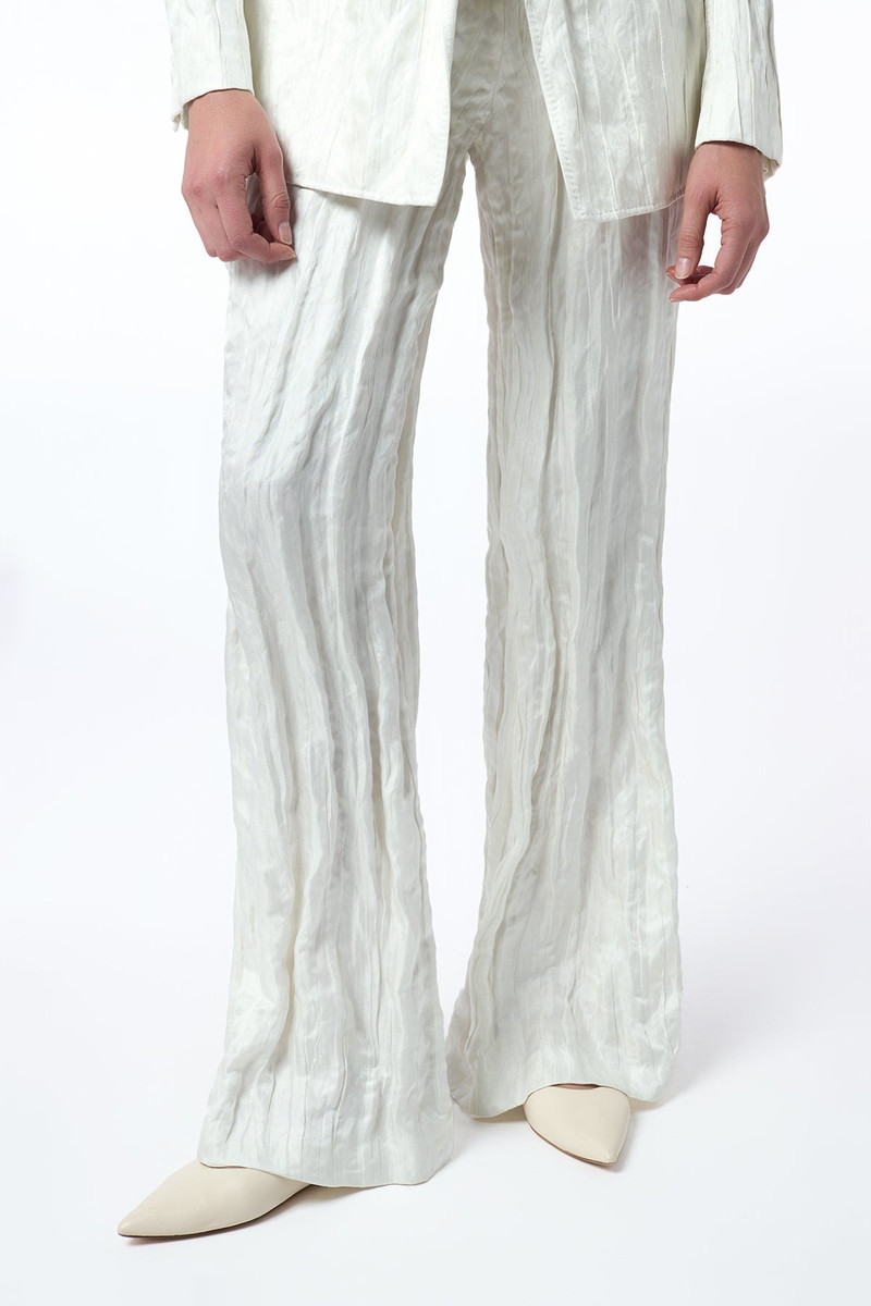 GABRIELA HEARST Norman Wide-Leg Pant in Ivory Metallic Crinkled Silk outlook