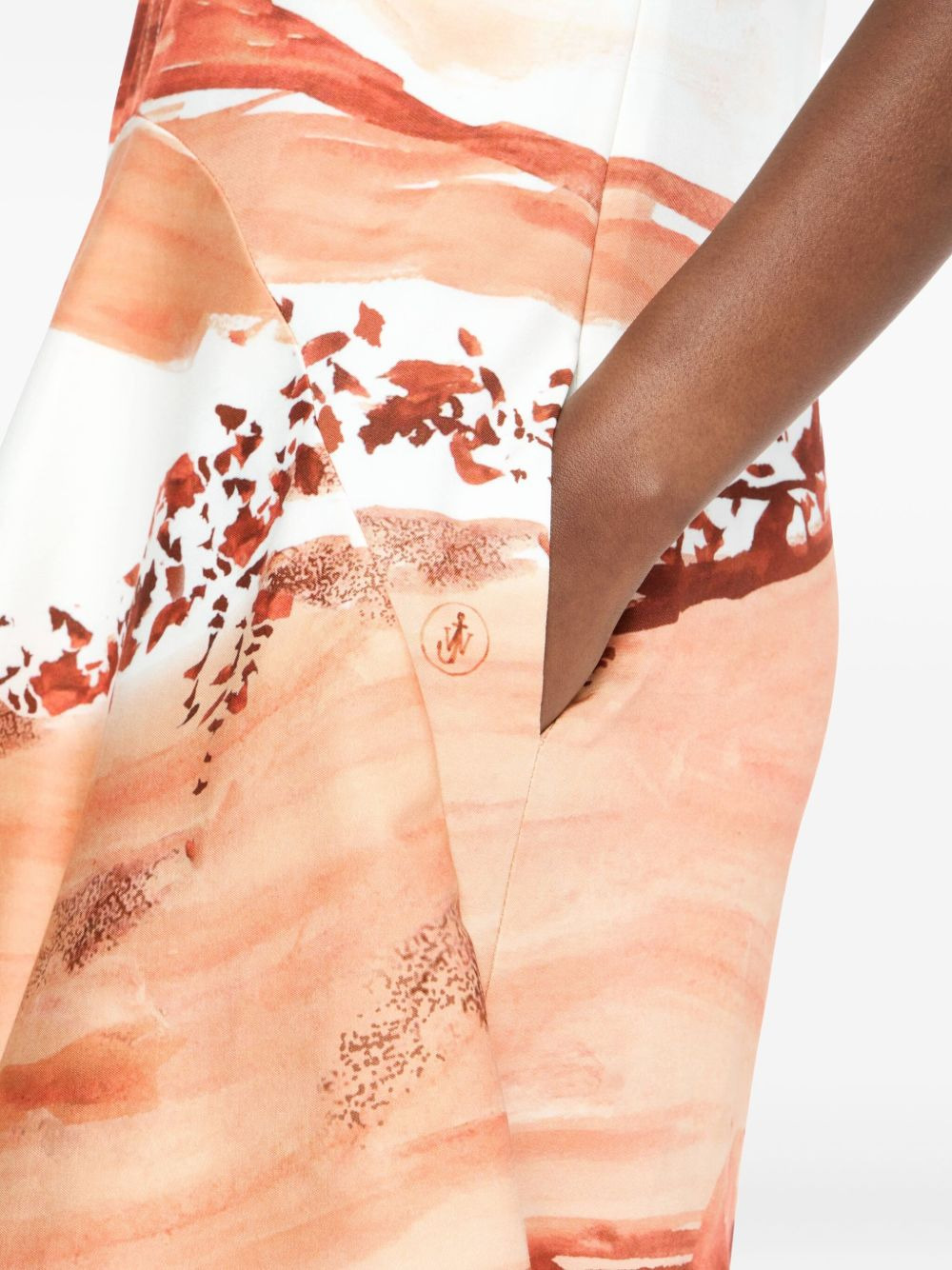 watercolour print V-neck dress - 4