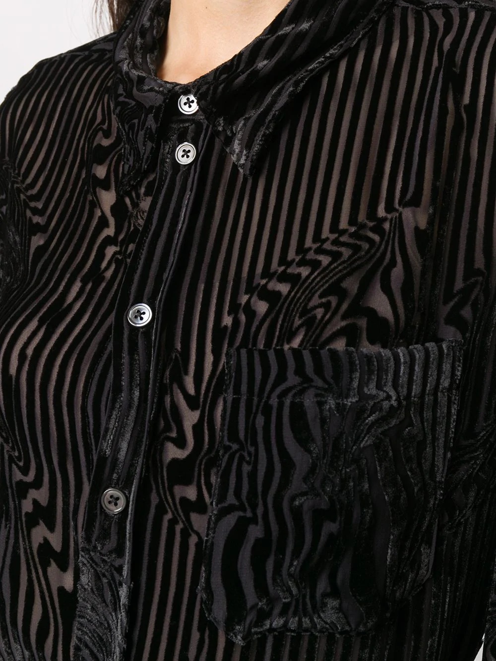 velvet stripe long-sleeve shirt - 5