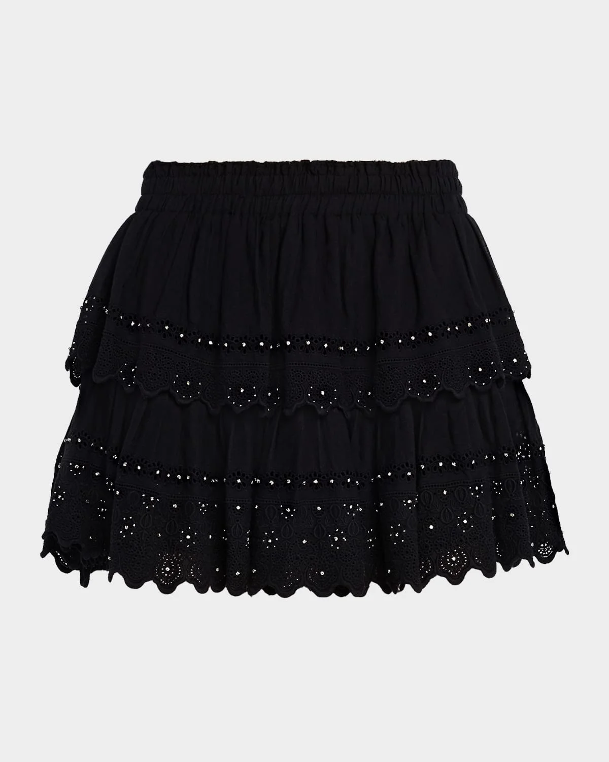 Embellished Cotton Mini Skirt - 1
