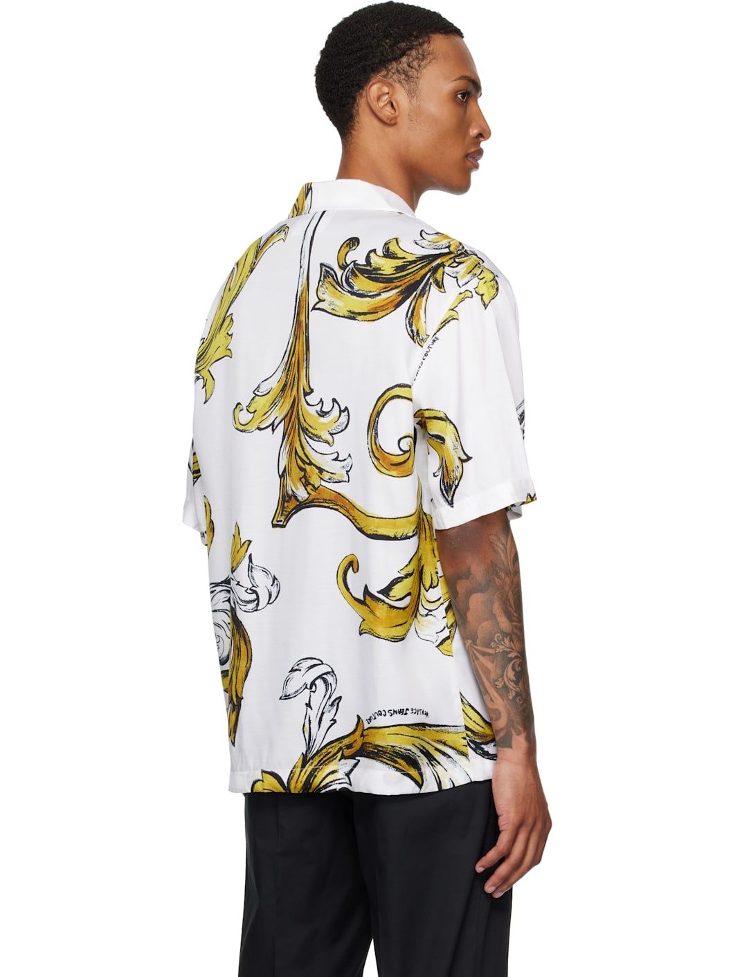 White & Gold Outline Barocco Regular-Fit Shirt - 3