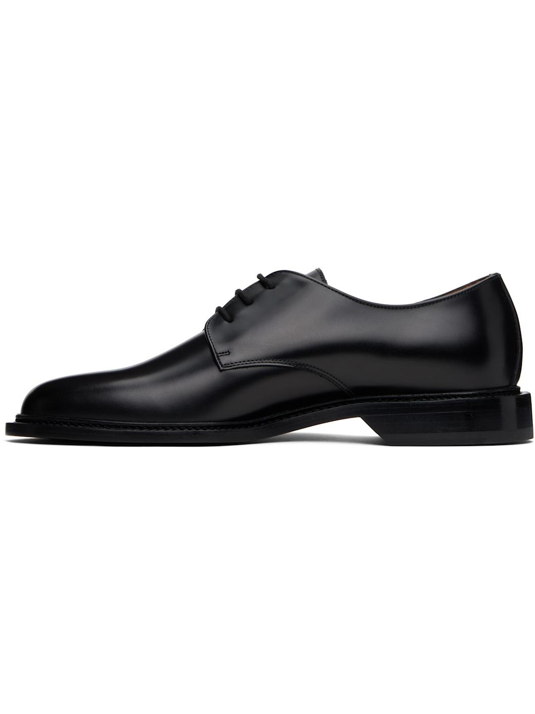 Black Polished Leather Derbys - 3