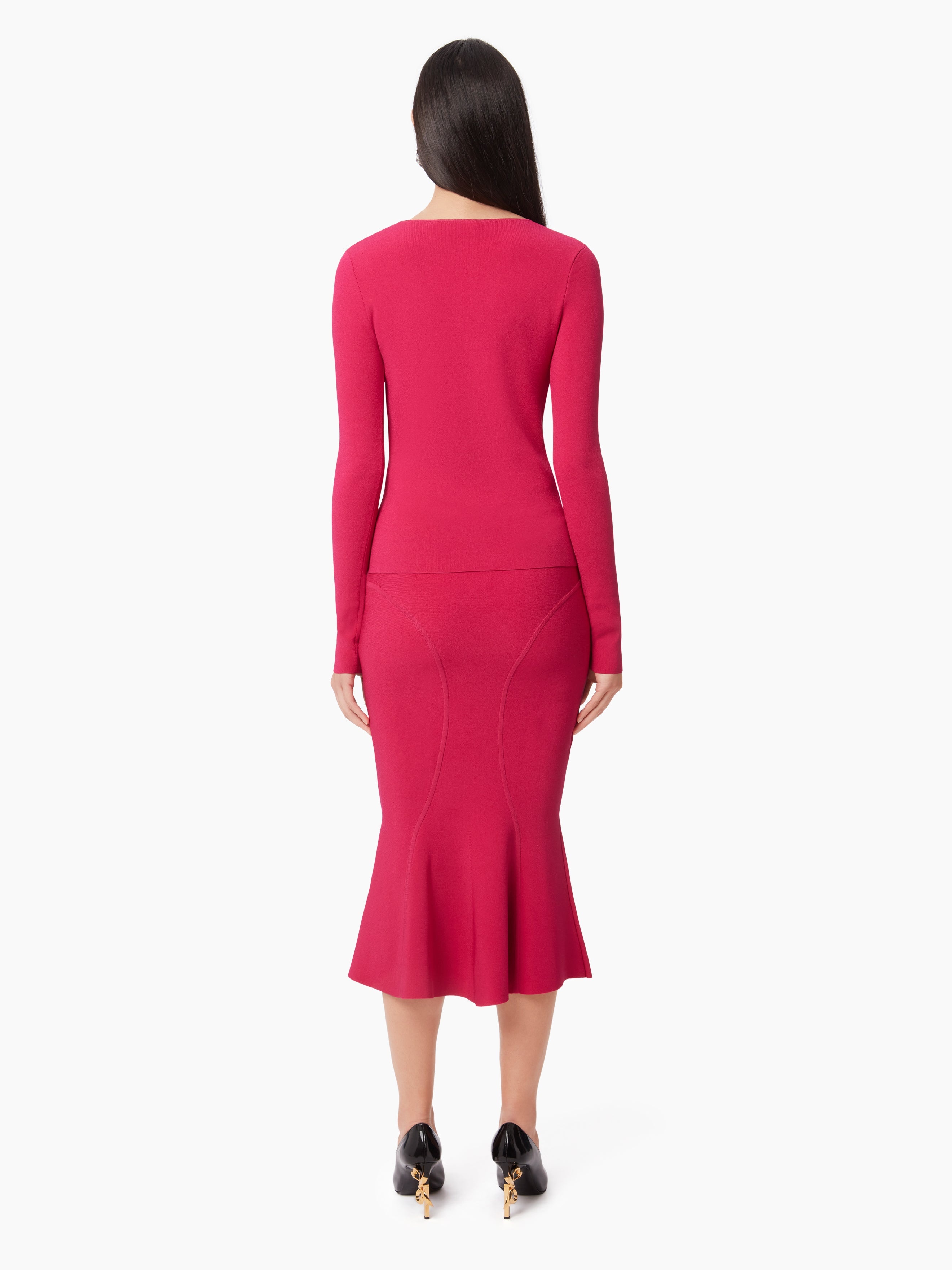 LONG MERMAID SKIRT WITH CUTLINES - 4