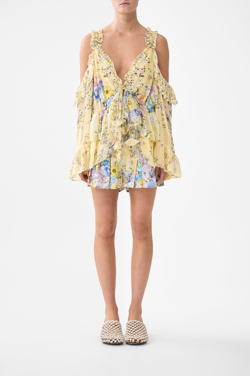 CAMILLA COLD SHOULDER RUFFLE TOP outlook