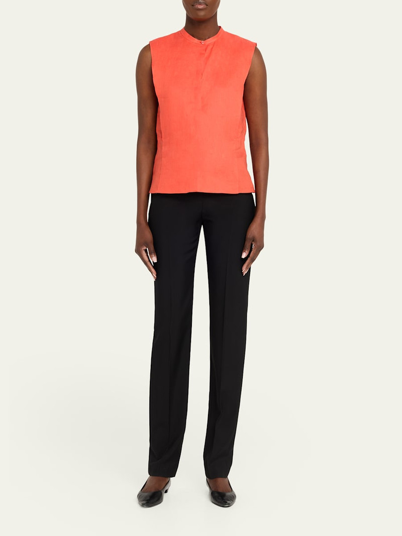 AKRIS Linen Sleeveless Button-Down Blouse outlook