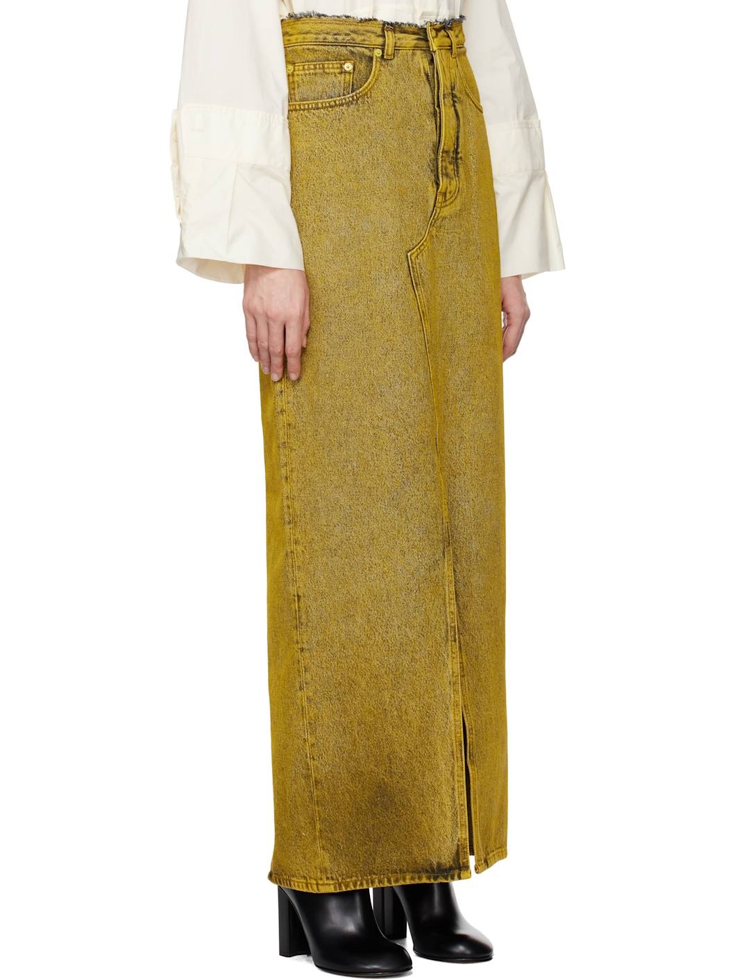 Yellow Long Denim Maxi Skirt - 2