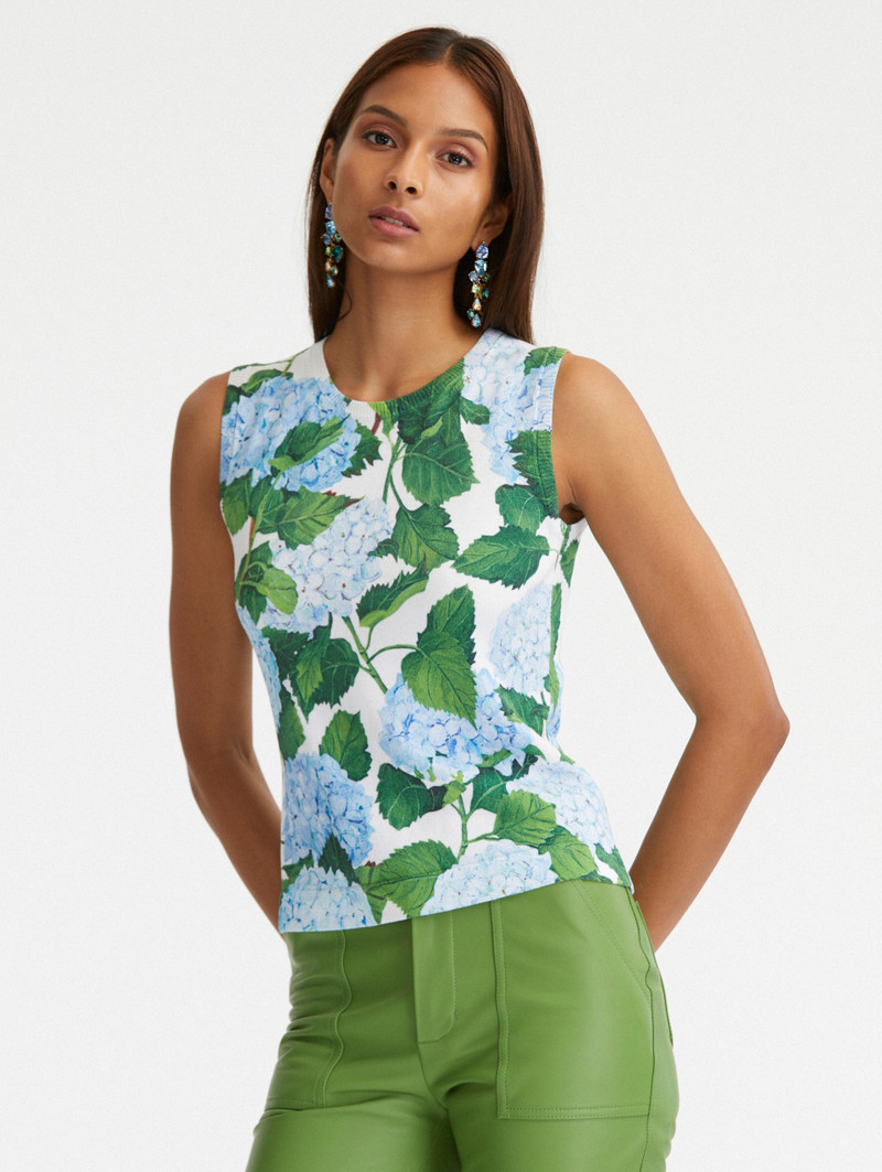 Oscar de la Renta HYDRANGEA PRINTED TANK outlook