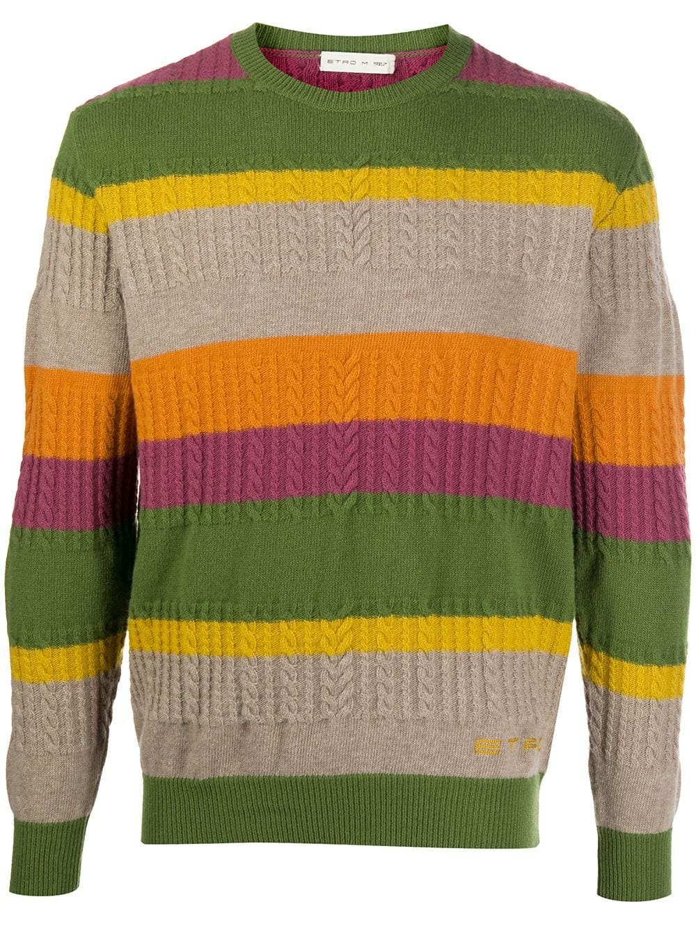 striped cable knit jumper  - 1