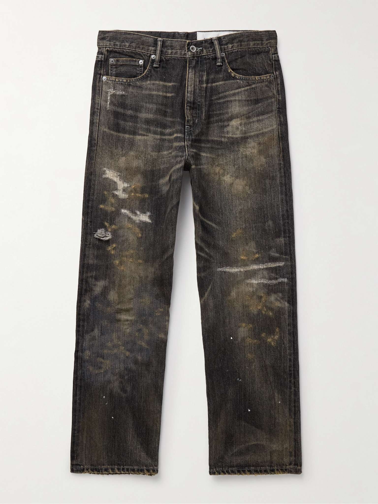 Savage Straight-Leg Distressed Selvedge Jeans - 1