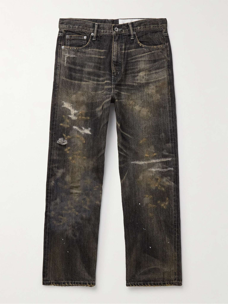 Savage Straight-Leg Distressed Selvedge Jeans 1