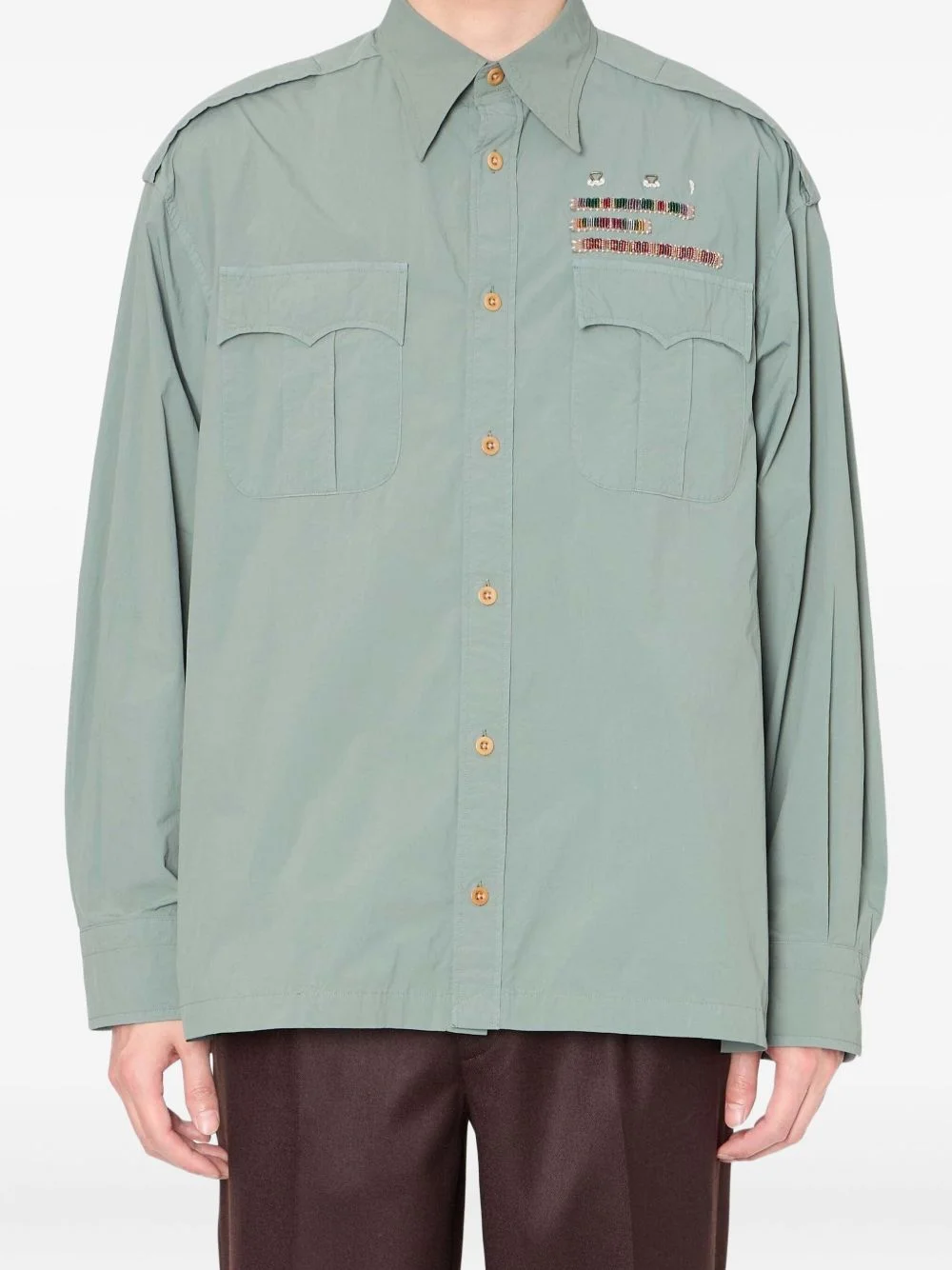 beaded-embellishment shirt - 1