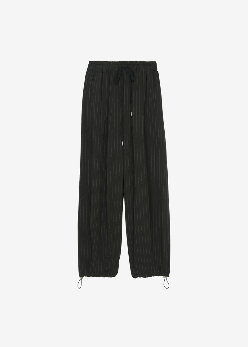 Rilton Drawstring Pants - Black/White Pinstripe 1