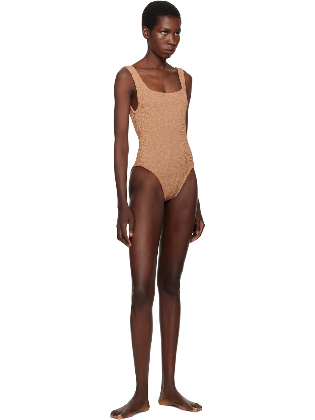 Brown Square Neck Swimsuit - 4