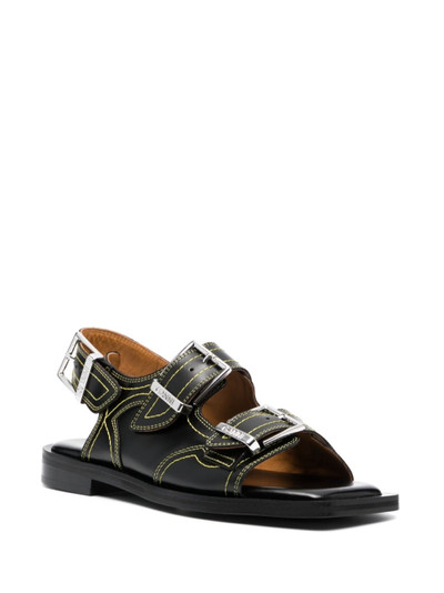 GANNI embroidered leather sandals outlook