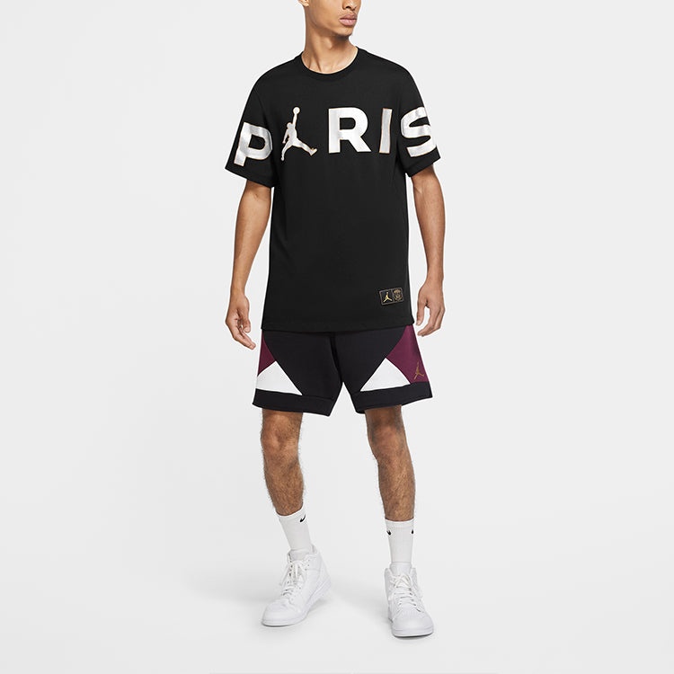 Air Jordan Wordmark Paris Saint-Germain Large logo Printing Casual Sports Black CK9786-010 - 5