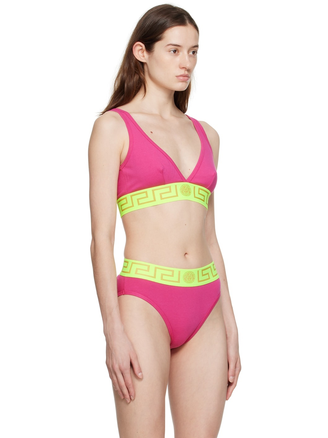 Pink & Green Greca Border Bra - 2