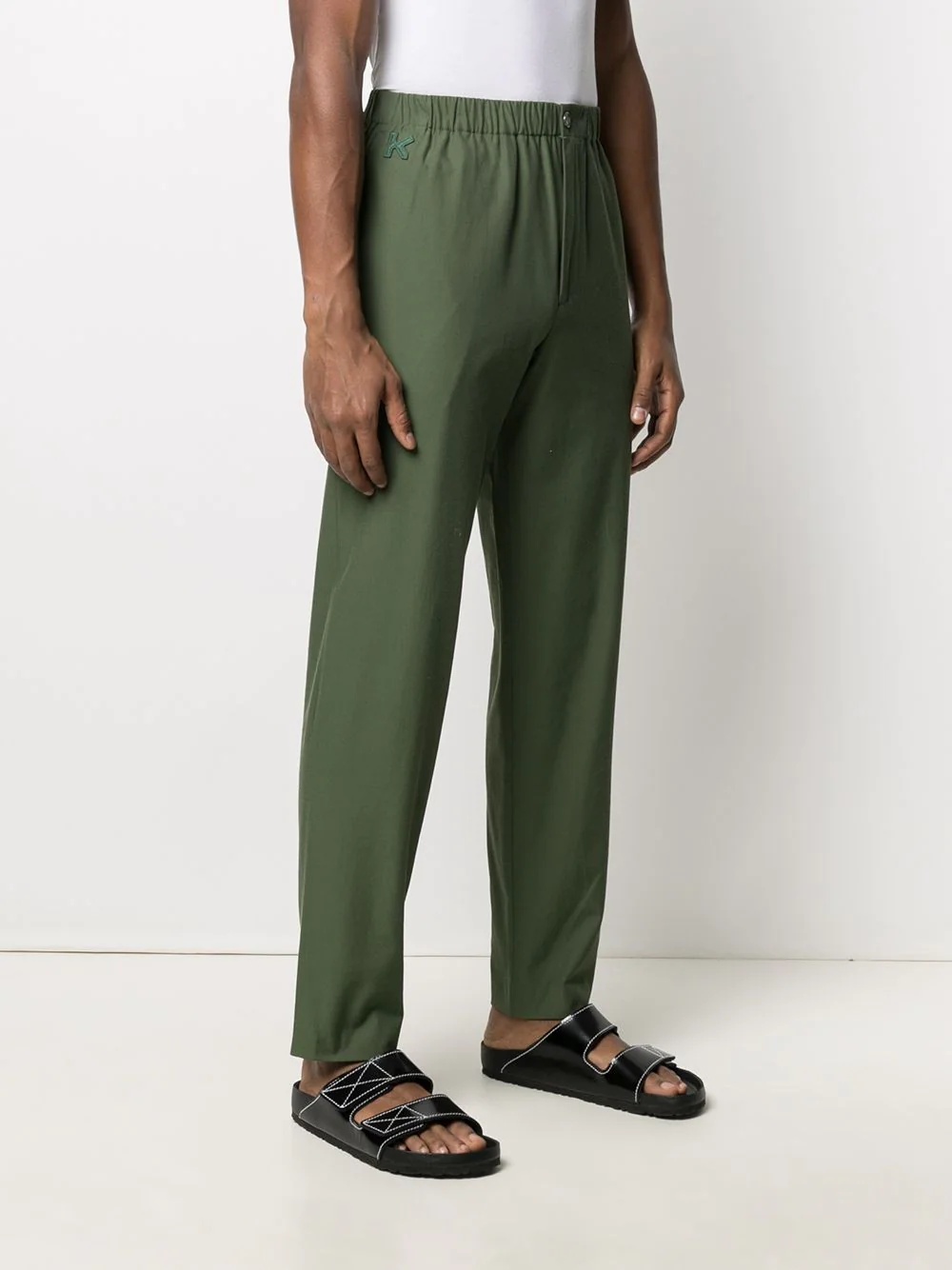 K-logo cotton straight-leg trousers - 3