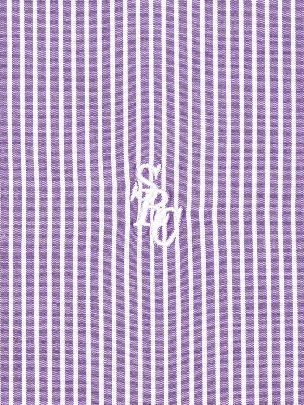 logo-embroidered striped cotton shirt - 2
