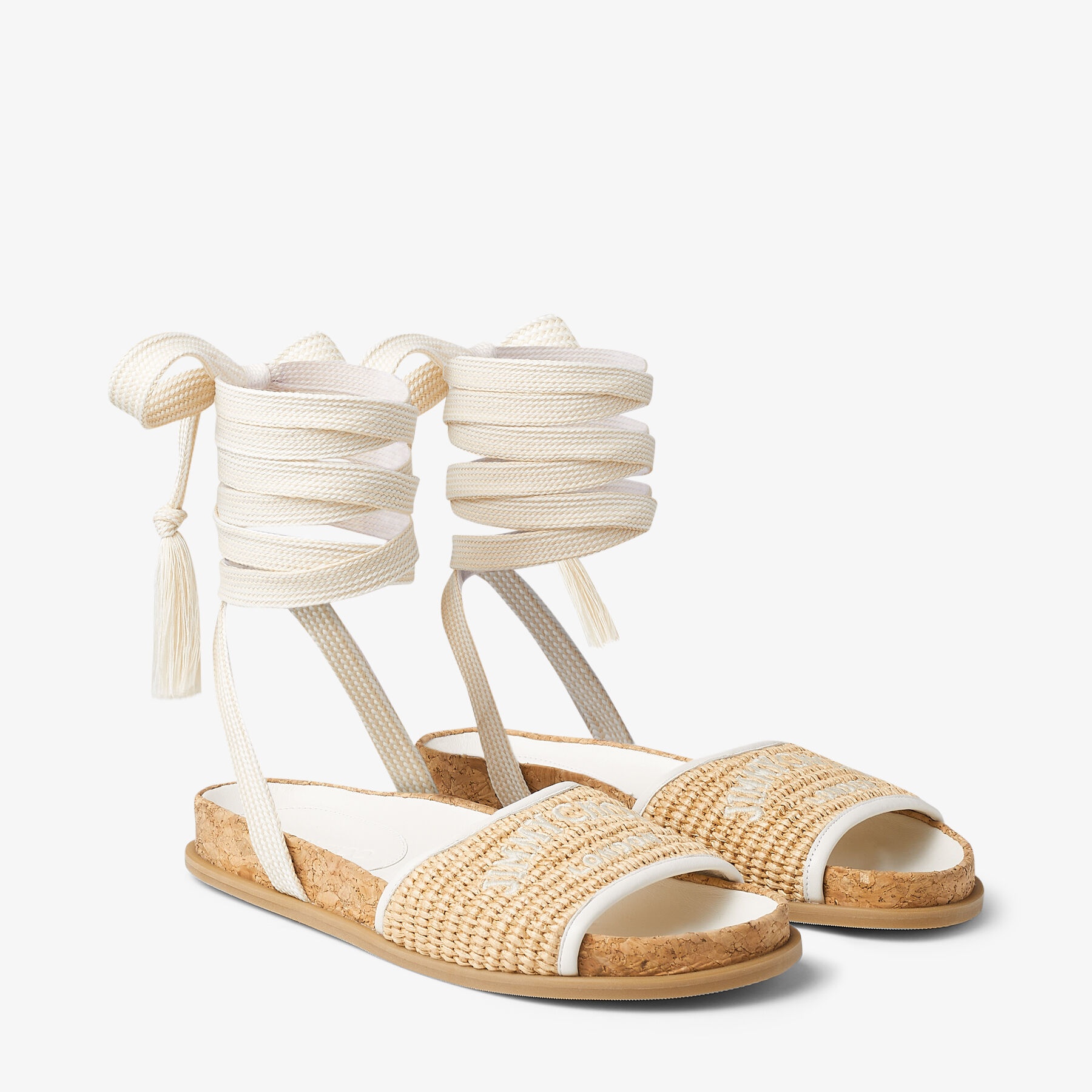 Gal Flat
Natural Jimmy Choo Embroidered Raffia Sandals - 3