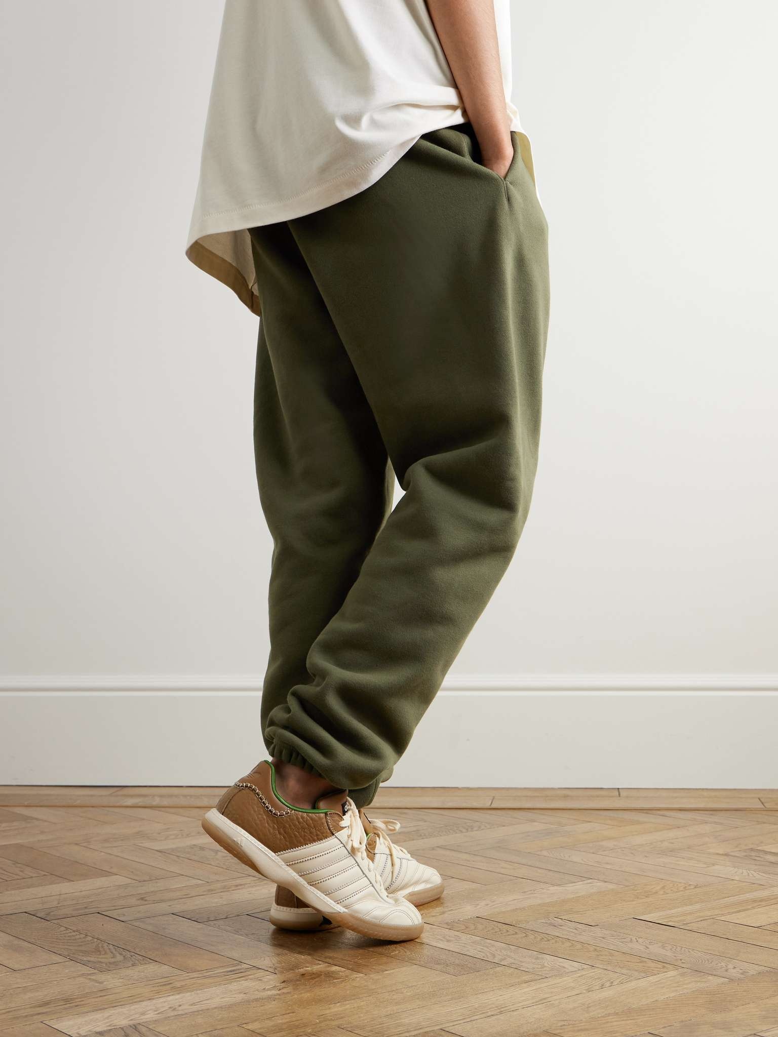 Tapered Logo-Print Appliquéd Cotton-Blend Jersey Sweatpants - 3